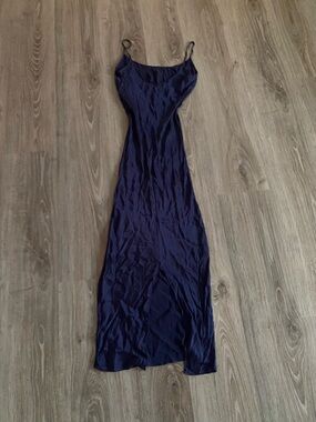 Navy Slip Maxi Dress with Spaghetti Straps